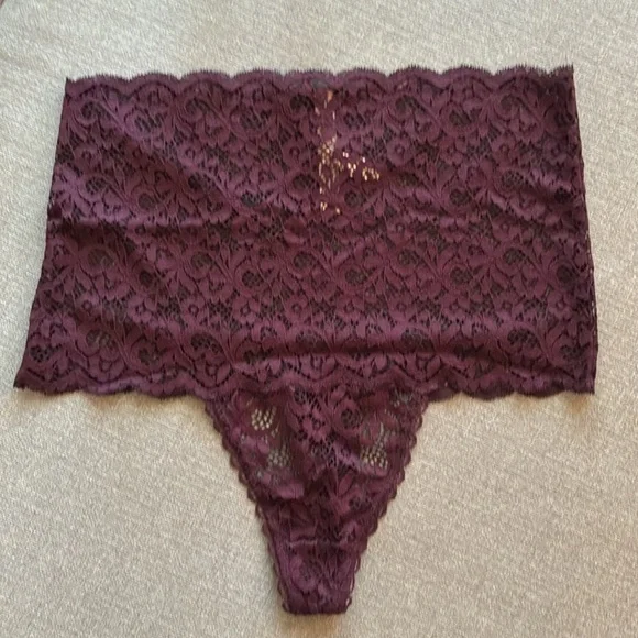Victoria's Secret Black and Purple high rise Lace thong Panties - Picture 3 of 13